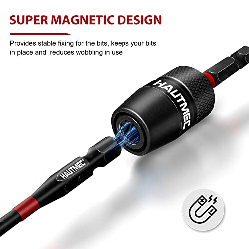 HAUTMEC Quick Release Impact Drill Bit Holder, Universal 1/4" Hex Screwdriver Bit Holder Extension, Shock Absorption & Stability, Solid Alloy Steel, One-Touch Quick Change – HT0162 - size: 1-Pack Quick Release Bit Holder