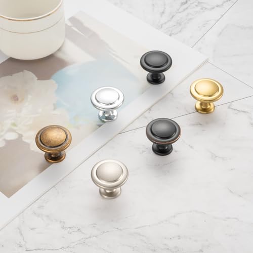 KOOFIZO 10 Pack Brushed Gold Cabinet Knobs Round Single Hole Pulls 1960 - color: Brushed Gold, size: Knob 1 - 10Pcs, style: Round