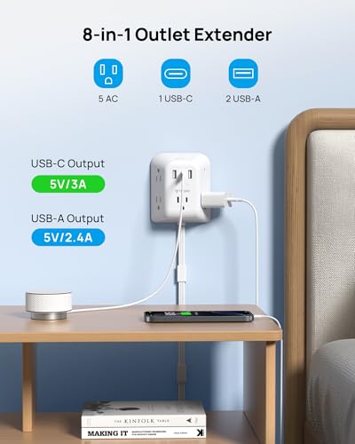 TROND 360 Rotating Plug Power Strip - Extension Cord with Multiple Outlets - size: 3 FT