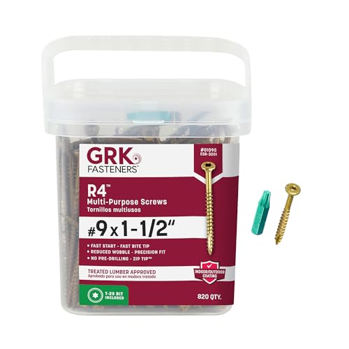 GRK Fasteners R4™ #9 x 1-1/2" Multi-Purpose Framing Screws, 820 PCS - size: #9x1-1/2" 820 count
