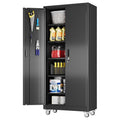 Aobabo Metal Garage Storage Cabinet with Wheels, 71" H, Black - color: Black, size: 18"D x 34"W x 71"H-0 Drawers