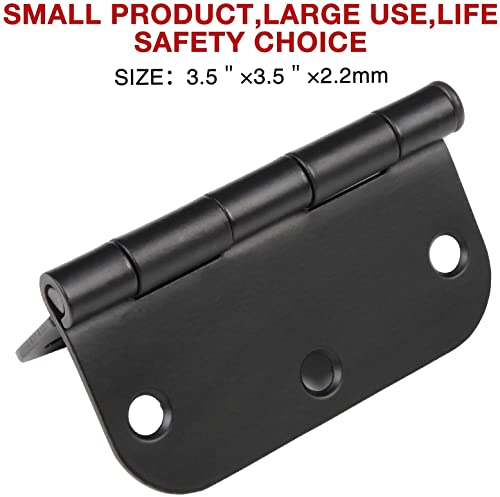 TDCHINGES Rounded Matte Black Door Hinges 3.5 Inch 5/8" Radius No Squeak - color: Matte Black-Rounded, size: 30 Pack-no squeak