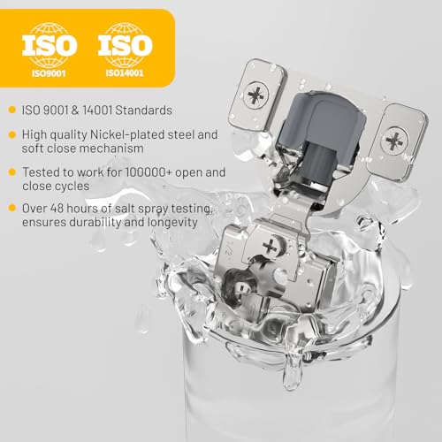 Furniware 20 Pack 10 Pairs 1/2 inch Overlay Soft Close Hinges for Face Frame Kitchen Cabinet Hinges Satin Nickel - 3 Way Adjustability Concealed Soft Close Hinges Damper Self Closing - size: 1/2 inch Overlay