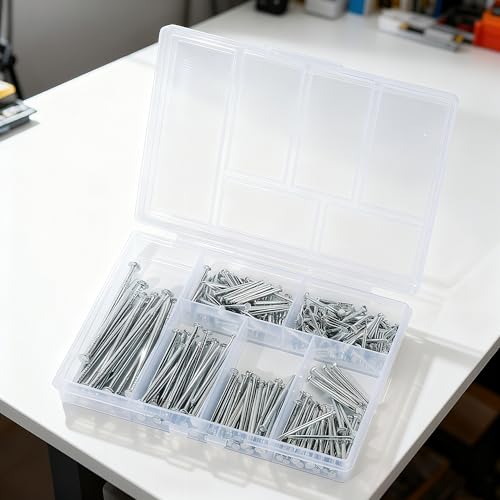 280 Pcs Nail Assortment Kit, 6 Sizes Finishing Nails for Hanging Pictures, Maximum Length 2 Inches Galvanized, Long and Small Nails for Wall Art