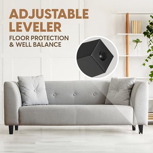 Yes4All 6-Inch Square Black Solid Wood Furniture Legs Set of 4, Heavy Duty 800 lbs Capacity, Adjustable Levelers, Replacement Furniture Legs for Couch, Sofa, Dresser, Ottoman, Chair, and Bed - color: Square Black, size: 6 inch