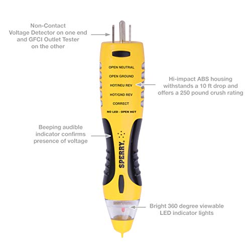 Sperry Instruments ESK3 Dualcheck 2-in-1 Pocket Digital Multimeter Tester Kit, Yellow