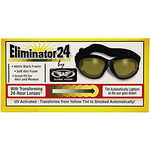 Global Vision Eliminator Dirt Bike Padded Motorcycle Riding Goggles for Men and Women (Black Frame/Smoke Lens) - color: Black Frame/Yellow-smoke Lens