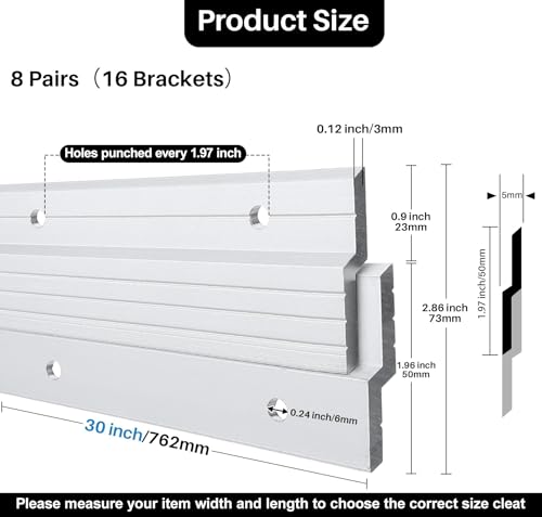 8 Pairs 30 inch French Cleat, Heavy Duty Aluminum Z Picture Hanger - size: (8 Pair) 30-inch