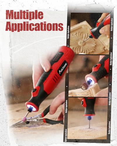 AVID POWER 8V Cordless Rotary Tool 5 Speeds Dog Nail Grinder 4 LED Lights - color: Red