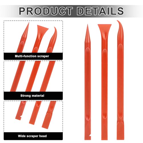 9 Pieces Plastic Scraper, No-Scratch Paint Scraper Tool Portable Car Crevice Cleaning Tool Multi-use Kitchen Scraper Small Sticker Remover for Tight Spaces, Crevices, Food, Labels, Oil Stains, Dirt - color: Red