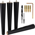 Airy Abode Premium Black Wood Furniture Legs (Full Install Kit) - Pick Your Size and Color - color: Black, size: 12 Inches
