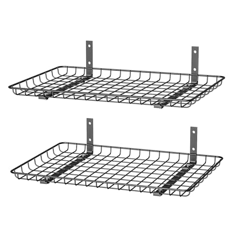 EVERHANGER Garage Wall Shelves 12x24 Inch, Wall Mounted Storage Shelf - color: Black