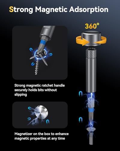 74 in 1 Ratchet Screwdriver Set, Magnetic Ratchet Screwdriver, 71 S2 Bits - size: 74 in 1
