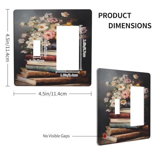 Vintage Flower Moody Floral Books Vase Plant Outlet Covers 1 Toggle 1 Rocker Combination Decorative Wall Plate Electrical Switch Plates Light Switch Cover Plate for Bedroom Living Room Decor - color: Vintage Flower Moody Floral Books Vase Plant, size: 1 T