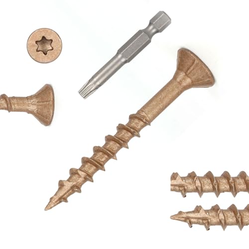 Wood Screws #8 x 1-1/2’’, T25 Star Torx Drive Flat Head Deck Screws, Brown, 165Pcs (1lb) - color: Brown, size: 8X1-1/2’’
