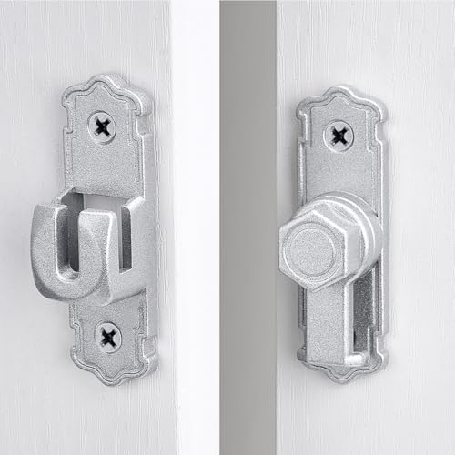 Silvery 90/180 Degree Barn Door Latches,Aluminum Alloy Flip Latch - color: Silvery
