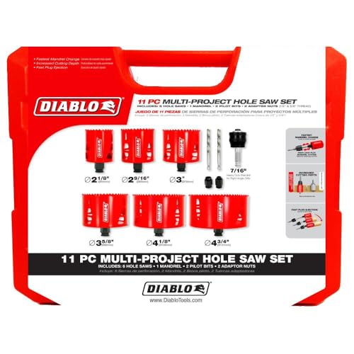 Diablo Bi-Metal Hole Saw Set - 2-1/8" to 4-3/4" Diameter Range, 11-Pieces - size: 11-Pience, style: Industrial