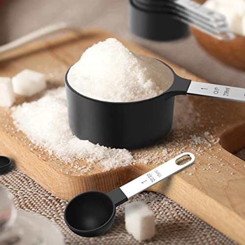Measuring Cups & Spoons Set, Stackable Cups and Spoons - color: Black