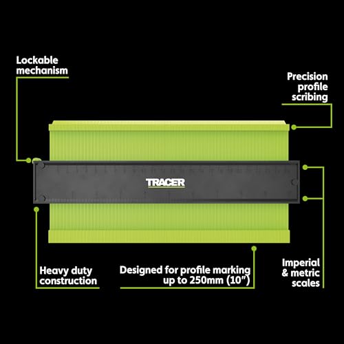 TRACER Contour Gauge 250mm (10”) Precise Marking Gauge with TRACER Deep Hole Construction Pencil. Gauge and Carpenters Pencil Set - style: 250mm (10”) plus Pencil