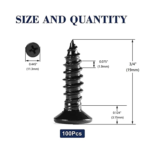 #14 x 3/4" Wood Screw 100Pcs 18-8 (304) Stainless Steel Screws Flat Head Phillips Fast Self Tapping Drywall Screws Black Oxide by SG TZH - size: #14 x 3/4"
