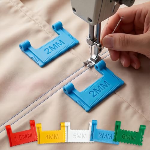 6 Pcs Edge Clip On Sewing Ruler Non-Slip Hand Sewing Stitching Guide Tool - size: 1.5mm/2mm/3mm/4mm/5mm/6mm