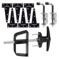 Double Door Shed Hardware Kit - Complete with Hinges, Latches, and 7-1/2" T-Handle Lock - Includes Window and Door/Window Hinge Set, for Gates, playrooms - size: 7-inch-Big-T