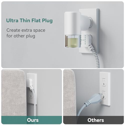 Small Power Strip 5 FT - Flat Plug Outlet Extender, 9-in-1 Surge Protector with 6 AC Outlets 3 USB (USB-C), 5ft Braided Extension Cord, Wall Mountable for Home Office Living Room TV Stand Bedside Desk - size: 5 FT
