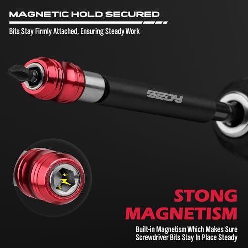 Magnetic Screwdriver Bit Holder Set: 2-Piece 1/4 Inch Hex Shank Quick Release Extension Adapter | Super Straight Durable CR-V Steel | Universal Fit for Impact Driver Bits | 6", 12" Long - style: 6|12inch-2PCS