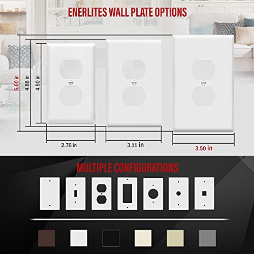 ENERLITES Duplex Receptacle Outlet Wall Plate, Jumbo Outlet Covers, Gloss Finish, Oversized 1-Gang 5.5" x 3.5", Polycarbonate Thermoplastic, 8821O-W, White (Pack of 2) - color: White, size: Over-Size (Pack of 2)