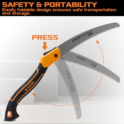 KSEIBI 310950 Folding Hand Saw 10 Inch with SK-4 Steel Blades, Japanese Technology, Ideal for Cutting Soft and Hard Wood (Black Edition)