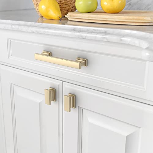 Amerdeco 10 Pack Brushed Brass Cabinet Pulls 3-3/4" - color: Brushed Brass, size: 3.75" hole center