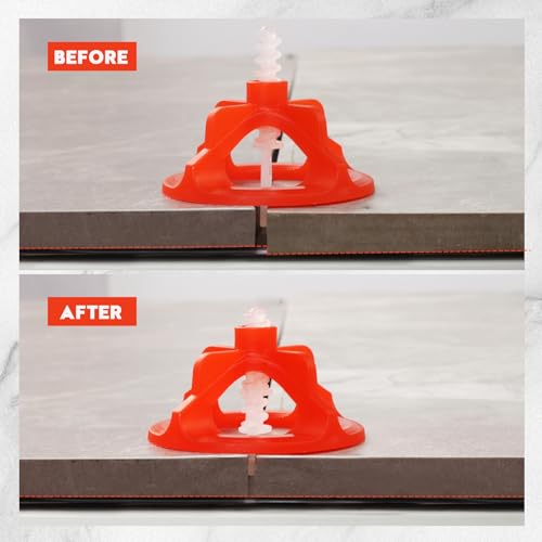 DGSL Tile Leveling System 1/16", 500 Tile Spacers and 200 Red Cap, Hammer - size: 1/16 Inch * 500 Base+200 Caps