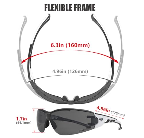 HTS HUNTERSKY Super Flexible Lightweight Anti Fog Wrap-Around U6 Clear Shooting Safety Glasses with ANSI Z87.1 Scratch Resist - color: Black / Smoke / Clear (2 Pack)