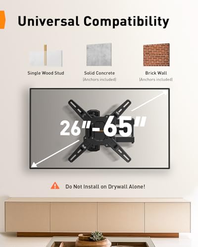 Perlegear Full Motion TV Mount for 26–65 inch TVs up to 82 lbs - size: for 26-65 inch TVs