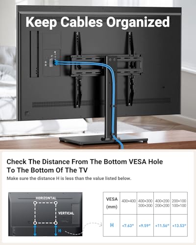 PERLESMITH Universal TV Stand Legs for 24-60 inch TVs to 88lbs with Mount - size: 24-60 Inch with swivel