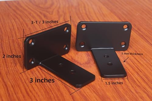4 Pack - 3 inch Black Hidden L Shelf Bracket (1/5 Inch Thicked) Iron Floating Shelf Brackets Rustic Industrial Metal Brackets for Shelf Support - size: 3 Inch, style: Black 4 Pack