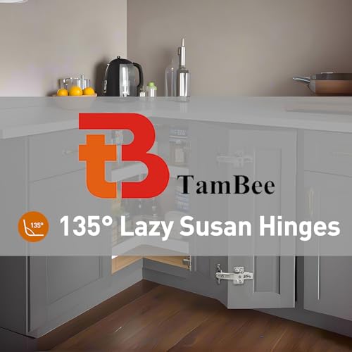 TamBee 135 Degree Lazy Susan Hinge, 48mm Corner Kitchen Cabinet Hinges, Concealed, 3D Adjust for Corner Door, Cupboard Hinges Replacement, Brushed Nickel 2 Pack - size: 135° Detachable