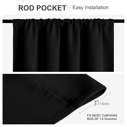 PONY DANCE Black Kitchen Curtains Over Sink 24 inch Long for Small Windows - color: Black, size: 29"W x 24"L (Pack of 2)