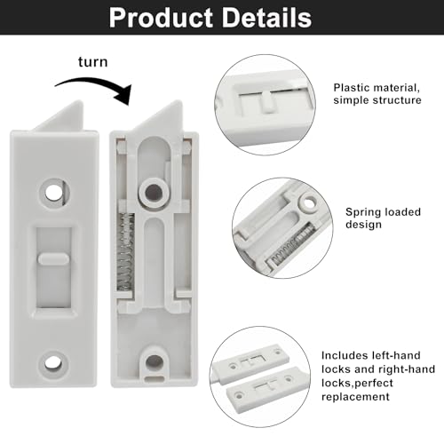 8 Pcs Window Latch Tilt Locks Latch, Spring-Loaded 76mm (White) - color: White, size: 8 Pack