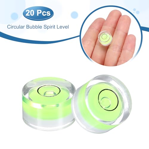 HARFINGTON 20pcs Circular Bubble Spirit Level 14x8mm Mini Round Bubble Spirit Level Little Measuring Layout Tools for TV Industrial Carpentry Picture Frame, Green/Black - color: Green/Black, size: 14x8mm