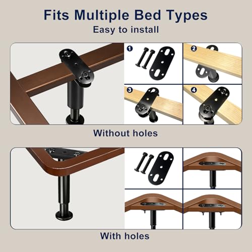 Adjustable Height Bed Support Legs,4PCS,7.3-12in, Heavy Duty Metal Center Bed Frame Support with Rubber Non-Slip Base, Furniture Feet Replacement for Sofa, Table, Cabinet, Dresser (7.3IN-12IN)