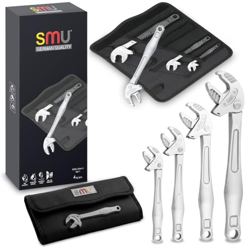 4-Piece Adjustable Wrench Set,Self-setting spanner set with Self Tightening Function and Automatic Continuous Gripping for 1/4"-3/4" (7-19mm) Pipe Fittings Nuts and Bolts