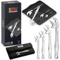 4-Piece Adjustable Wrench Set,Self-setting spanner set with Self Tightening Function and Automatic Continuous Gripping for 1/4"-3/4" (7-19mm) Pipe Fittings Nuts and Bolts