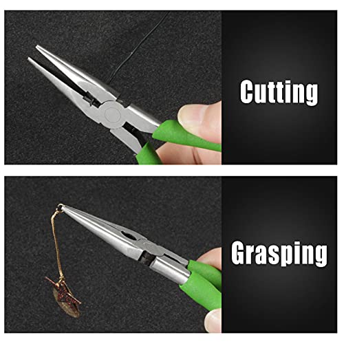5.5-Inch Long Nose Pliers with Wire Cutter, Smooth Flat Jaws, Chain Nose Pliers for Jewelry Making and Repair - style: Long Nose Pliers Smooth Jaw