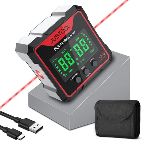 JUSTOOL Digital Angle Finder Magnetic Angle Gauge with Electronic Laser - color: Red