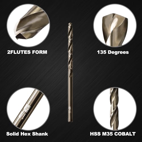1/8 Drill Bits for Metal and Hard Steel(10pcs),M35 High Speed Steel Twist Jobber Metal Drill Bits,with Index Storage Case - size: 1/8 in (10 pcs)