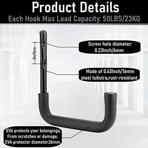 8 Pack Ladder Hooks 9.8Inch Garage Storage Utility Hook Heavy Duty Wall Mounted Storage Organizer Hanging Folding Chair Bike Ski Tool - style: 9.8Inch, Pack of 8