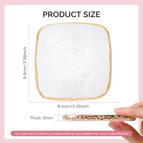 MelodySusie 1PC Square Resin Nail Art Palette with Mixing Spatula White - color: White Square With Spatula