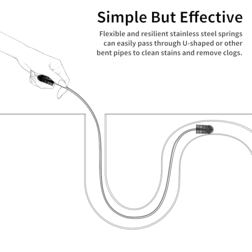 Flexible Drain Brush, 66" Extra Long Pipe Cleaners with 2 Pcs Straw Brush
