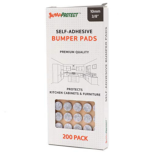 Furniture Felt Pads 3/8" (10mm) Diameter Round 3M Self Adhesive Protects Kitchen Cabinets, Drawers, Desks and Furniture Against Bumps and Scratches 200 Pack - Grey - color: Gray 200 Pack